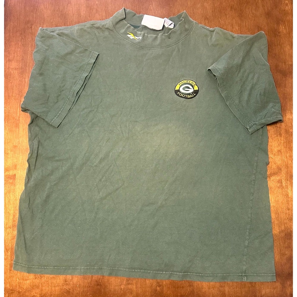 Green Bay Packers T-Shirt Mens 2XL Green Reebok NFL Football Sports Crew Neck